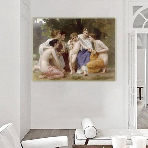 Citon William Adolphe Bouguereau《Admiration》Canvas Art Oil Painting Artwork Poster Picture Wall Decor Home interior Decoration