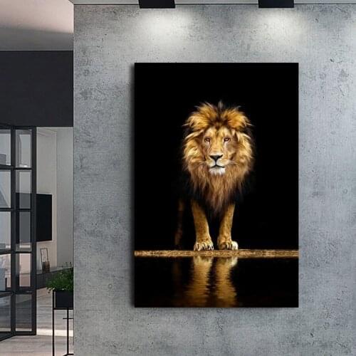 Lion in the Dark Canvas Art Posters And Prints Animals Wall Art Decorative Pictures African Lion Canvas Painting Home Wall Decor