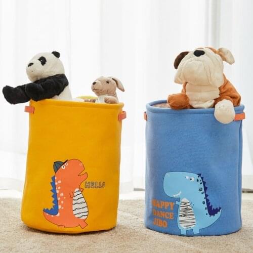 Baby Laundry Basket Cute Cartoon Foldable Toy Storage Bucket Picnic Dirty Clothes Storage Basket Box Canvas Organizer Buggy Bag