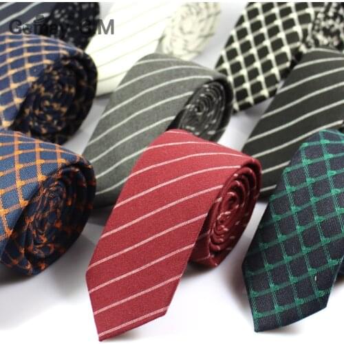 Fashion Casual Cotton Plaid Striped Mens Ties 6CM Narrow Wedding Business Skinny Necktie for Men Fresh Neck Tie Neckwear