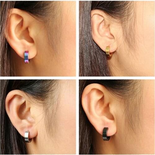 JUWANG 2021 New Korean Simplicity Punk Hoop Earrings Titanium Stainless Steel Earrings For Women Men Fashion Jewelry Pendientes