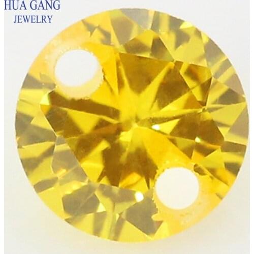 Double Holes Cubic Zirconia AAAAA Golden CZ Loose Stones For DIY Jewelry Wholesale Beads High Quality CZ With Holes