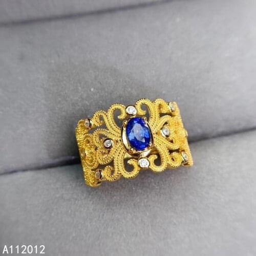 KJJEAXCMY fine jewelry S925 sterling silver inlaid natural sapphire new girl noble ring support test Chinese style