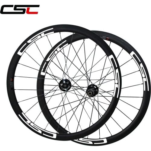 CSC bicycle wheelset 6 Bolt Disc brake 700C full carbon 38mm tubular cyclocross bike wheels with 25mm width pillar sapim sapokes