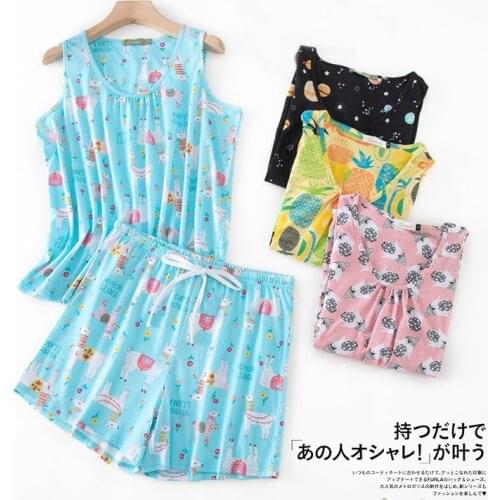 Summer Womens Sling Vest Shorts Pajamas Set Home Wear Sweet and Cute Sleeveless Shorts Pajamas Set Ladies Summer Womens Pajamas