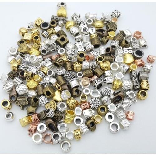 Hot sale metal Hole beads mixed charm pendant antique bronze bracelet necklace handmade jewelry making wholesale DIY accessories