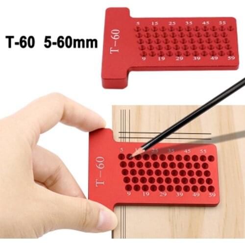 T60 woodworking ruler hole ruler aluminum alloy T-shaped ruler woodworking ruler measuring tool mini liner