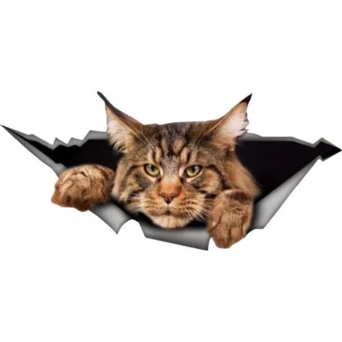 LLY-0835 Personality Car Decal Maine Coon 3D Animal Modeling Stickers PVC Auto Motorcycle Laptop Decorative Waterproof Sticker