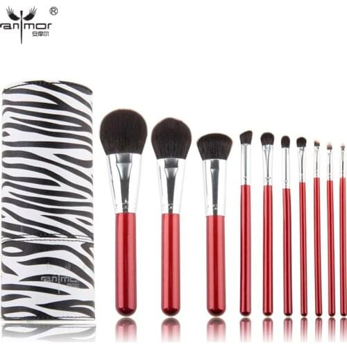 Anmor 10Pcs Makeup Brush Set Synthetic Hair Make up Brushes High Quality Powder Contour Cosmetic Tool With Cup