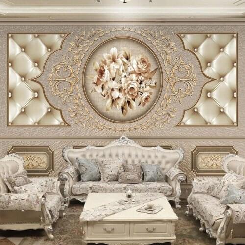 European Style Wallpaper 3D Retro Art Flower Soft Roll Photo Wall Mural Living Room TV Sofa Bedroom Home Decor Papel De Parede