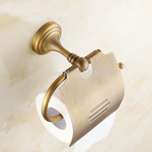 Newly Luxury Wall Mounted Brass Paper Roll Holder Toilet Tissue Box Antique Retro Bathroom Accessories ZR2303