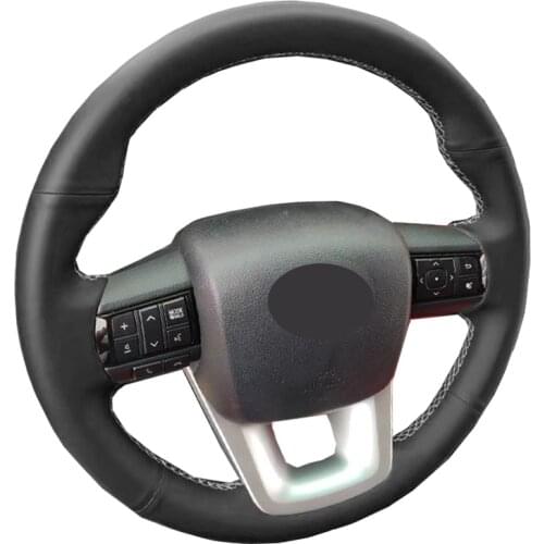 Hand Sewing Car Steering Wheel Wrap Braid on the Steering wheel For Toyota Fortuner 2016 2017 2018 2019 2020 Hilux 2015 - 2020