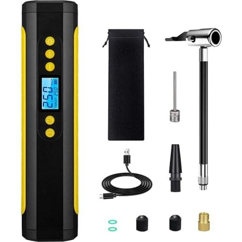 Portable Air Compressor Rechargeable Electric Tire Inflator Digital LED Display Cordless Air Pump For Car, Motorcycle