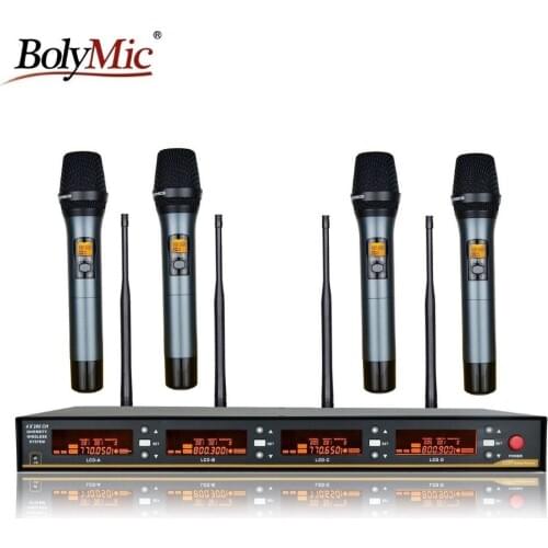 Professional Four Channel UHF Wireless Handeld Karaoke DJ Microphone System micro sans fil