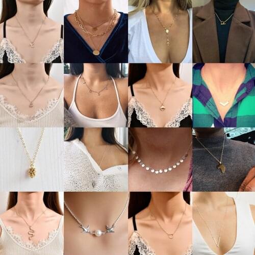 Romantic Simple Big Drop Water-shaped Volcanic Stone Pendant Necklace Natural Stone Pendant Gold Clavicle Chain Wedding Jewelry