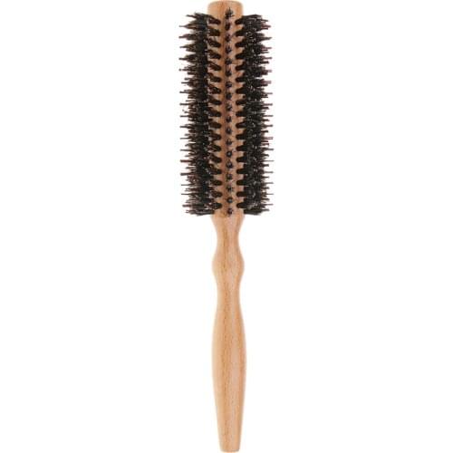 Round Wooden Handle Hairdressing Bristle Curling Hair Brush Hairbrush Comb