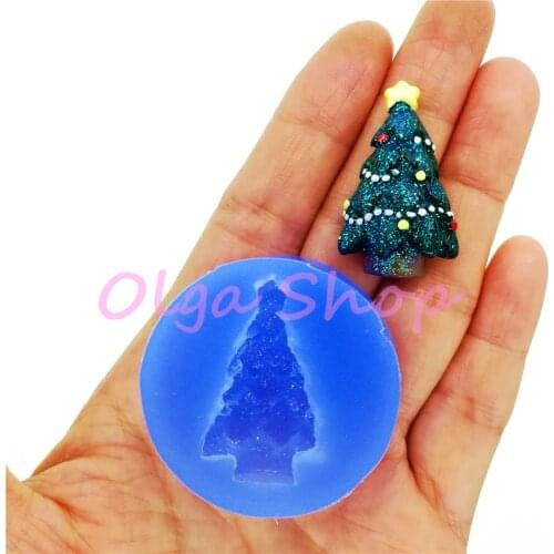 JYL383 32.3mm x 19.5mm Christmas Tree Silicone Mold Fondant Cake Decoration Candy Chocolate Craft Resin Clay Pendant Earrings