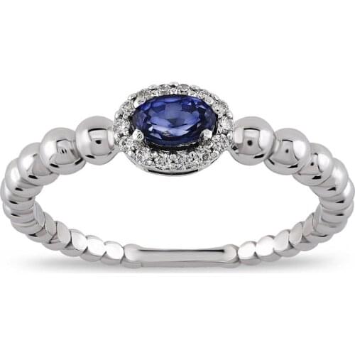 Symbol Gold 0.43 Carat Diamond Sapphire Ring Baguette Chic Jewelry Lover Rings Engagement Anniversary Wedding For Women