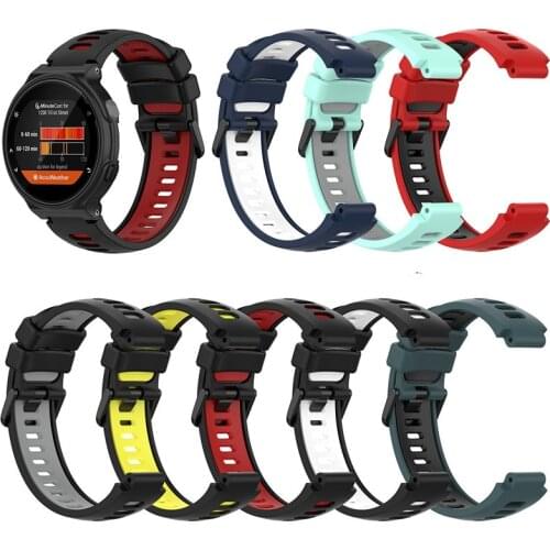 50pcs Bracelet Replacement Steel Buckle Silicone Strap Dual colors For Garmin Forerunner 735xt/220/230/235/620/630 Smart Watch