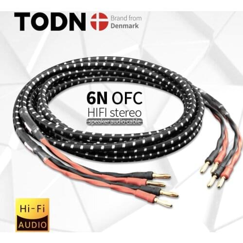 TODN HIFI speaker audio cable High-end stereo Amplifier cable High purity oxygen-free copper banana Gold-plated plug a pair