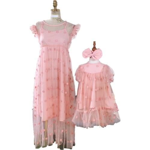 Mother and Daughter Evening Dresses Twinning Mother and Daughter Matching Mommy and Me Dresses Summer Pink Dresses Clothes