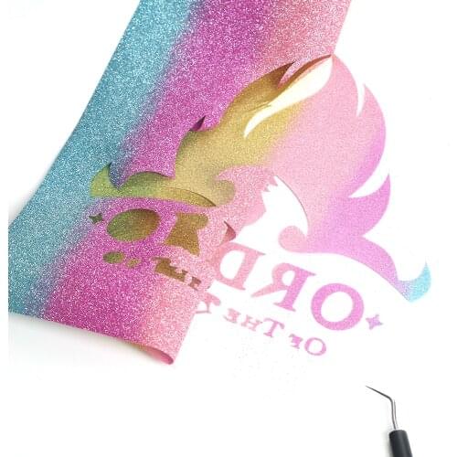 SUNICE Gradient Glitter Heat Transfer Vinyl T-shirt Clothing Vinyl heat press 30cmX50cm(11.8 inch X20 inch) Decoration Festival