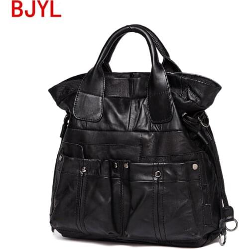 Genuine Leather Women Handbag Messenger Bag Sheepskin Large Capacity Shoulder Bag Simple Soft Leather Large Capacity Ladies Bag