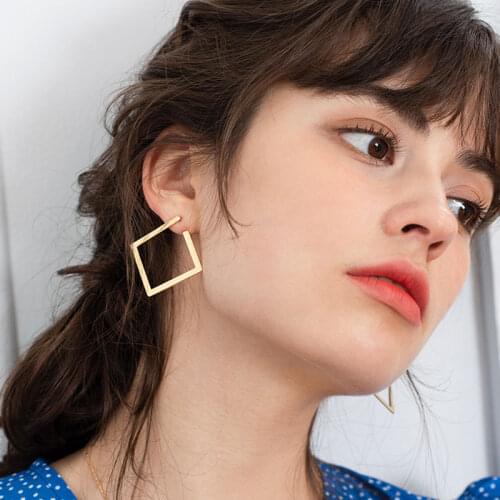 XP Ladies Earrings 2021 New Personality Square Earrings Metal Earrings Fashion Earrings Simple Earrings Geometric Earrings