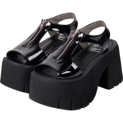 Angelic imprint woman Gothic lolita cosplay punk shoes lady high heels pumps girl princess summer dress party sandals 10cm 8531