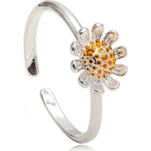 2018New Sun Flower Shape Zircon Ring Fashion Luxury High Quality Silver Color Plated Cubic Engagement Women Wedding Jewelry Gift