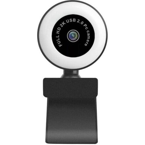 Live webcam with supplementary light beauty 1080P 2K HD video camera, with microphone 360°rotating mini computer camera