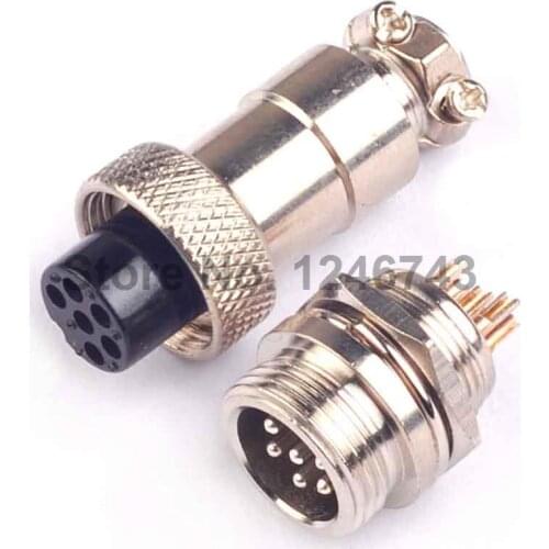 1Pair GX12-6P GX12 12mm 6Pins 250V 15A Male & Female Electrical Connector, Aviation Connector Plug