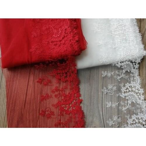 10Yards Polyester Embroidered Lace Trim Red White Floral Fabric Decoration Sewing Clothing Accessories DIY Crafts