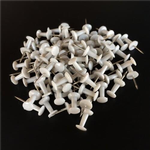 100pcs Plastic white push pins office binding Cork Board Safety Colored pin big head needle pins