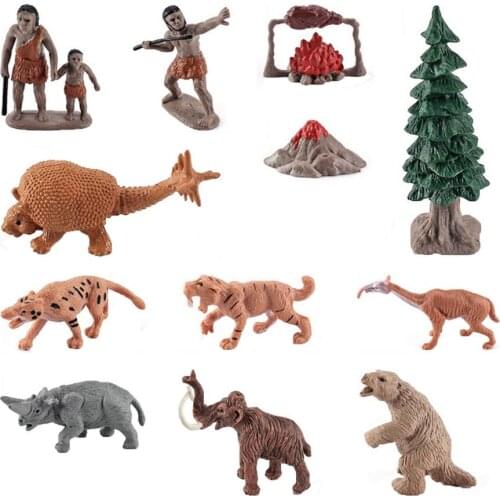 12pcs Human Evolutions Figurine Animal Model Set Realistic Handmade Human Hunting Development Animals Figures For Toddler