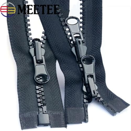 2pcs Meetee 5# Resin Zippers Double-sided Slider 60-100cm Open-end Zipper for Coat Bags Repair Zip DIY Sewing Clothes Accessory