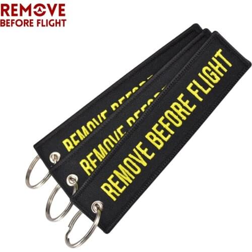 3PCS/LOT Remove Before Flight Key Ring Embroidery Tag Label for Aviation Gift for Motorcycle Key Fob Car Keychain Accessories