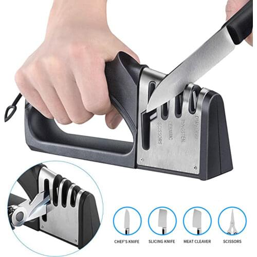 4 in 1 Kitchen Scissor and Knife Sharpener Diamond Tungsten Steel Ceramic Sharpening Stone Professional Knives Accessories 25