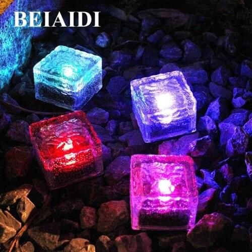BEIAIDI 5PC Solar LED Underground Buried Light Crystal Glass Ice Brick Landscape Light Outdoor Garden Pathway Road Security Lamp