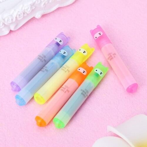 6x Korean Creative Mini Highlighter Lovely Cartoon Marking Pen Office Stationery 53CC