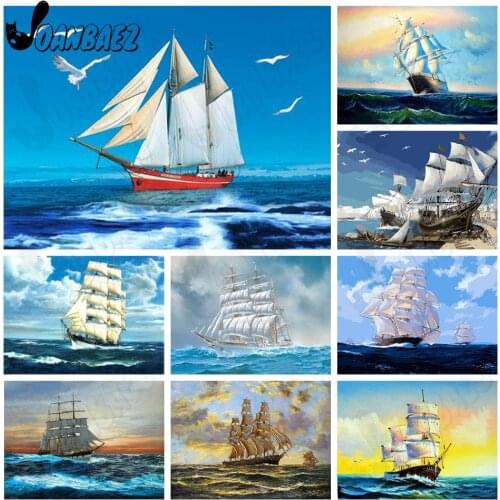Abstract Sea Sailing Boat Diamond Painting 5D Diy Wall Art Blue Sky Diamond Embroidery Inlaid Home Room Decoration Accessories