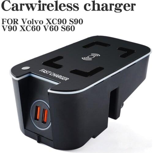 Autolader usb voor Volvo s60 xc60 s90 xc90 v60 v90 mobiele telefoon draadloos opladen QI auto draadloos opladen board 2016 2019