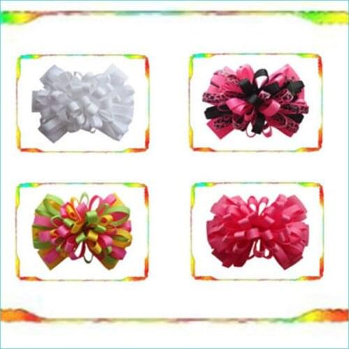 Free Shipping 4pcs Grosgrain Ribbon 4"Boutique HairBows With Alligator Hair Clip Hair Grosgrain Ribbon Hair Bows