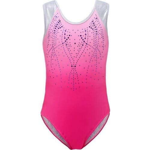 Diamond Bright Pattern Body Suit Sleeveless Ballet Gymnastics Gradient Color Dance Practice Clothes Teenagers