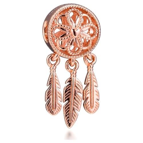 Fit Pandora Bracelet 925 Sterling Silver Rose Gold Spiritual Dream Catcher Beads Charms for Jewelry Making berloques Bijoux