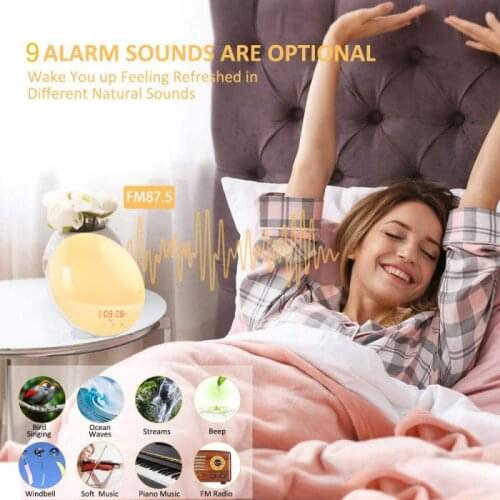Digital Alarm Clock Night Light FM Radio Sunrise And Sunset Wake Up Light Creativity Colorful Bedside Lamp Home Best Gift