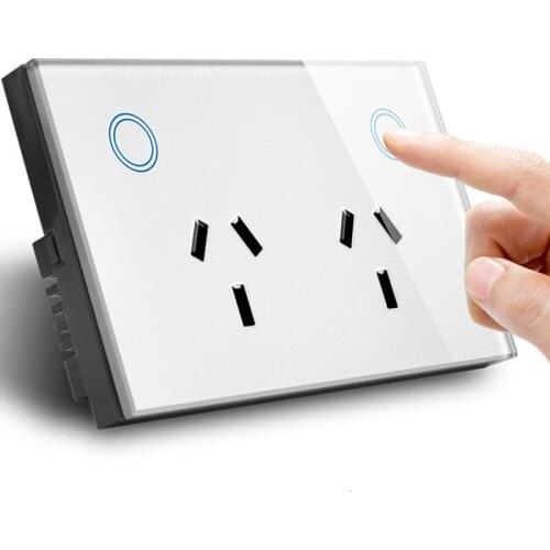 120mm AU/US/CA Double wall socket Tempered Crystal Glass wall outlet Touch Screen Socket Power Outlet electrical socket