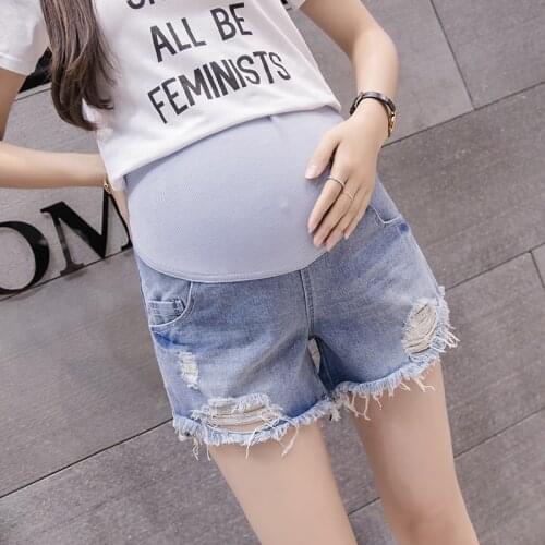 Envsoll Maternity Jeans for Pregnant Women Pregnant Shorts Pants High-waisted Trousers Broken Hole Leggings Maternity Clothes