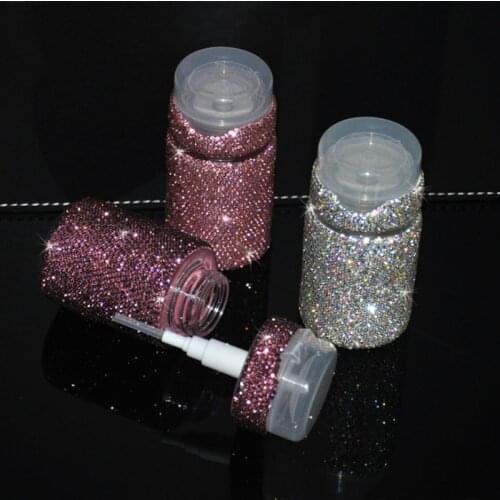 100ml Lotion Bottle All Rhienstones Cosmetic Lotion Bottling Press Type Small Jars Potion Bottle Portable Makeup Remover Bottle