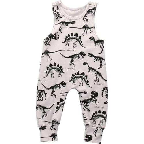 FOCUSNORM Infant Baby Girl Boys Clothes Print Dinosaur Jumpsuit Sleeveless Romper Outfits 0-18M